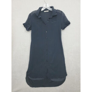 Bailey 44 Shirt Dress Womens Small Blue Button Up Short Sleeve Sheer Collared